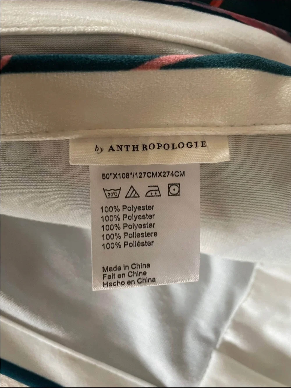 Anthropologie Teal Floral Curtain Panels with Coral Accents
